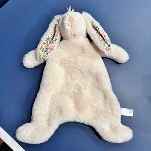 Floral-Eared Plush Bunny lovey- Mon Ami Princess Bunny Baby Security Blanket